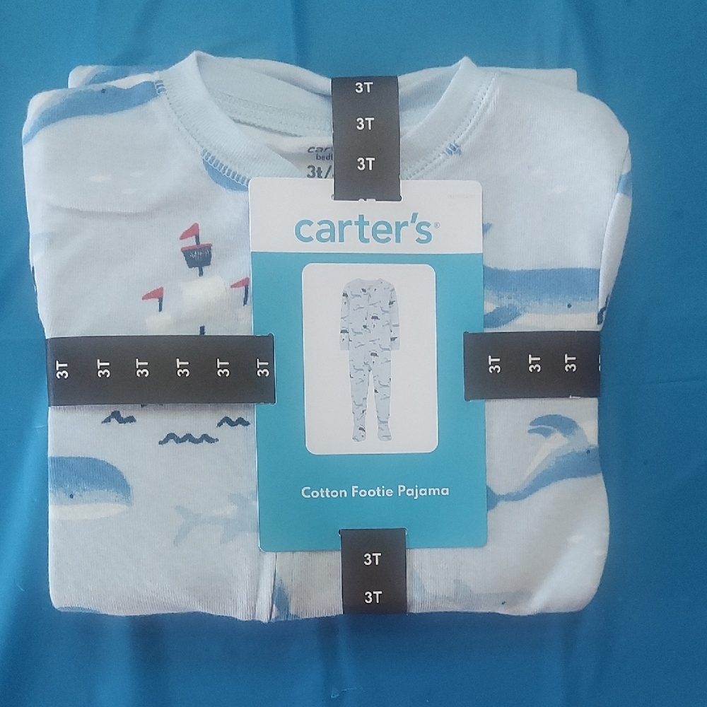 Carter's Whale Print Blue and White Footie Pajama